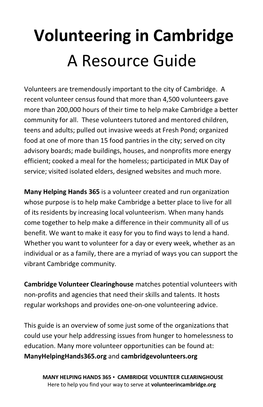 Volunteering in Cambridge a Resource Guide