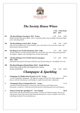 The Society House Wines Champagne & Sparkling