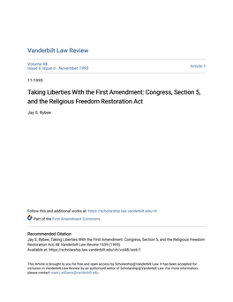 Taking Liberties with the First Amendment: Congress, Section 5, and the Religious Freedom Restoration Act
