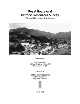 Royal Boulevard Historic Resources Survey City of Glendale, California