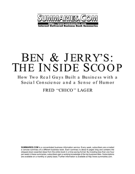 Ben & Jerry's: the Inside Scoop