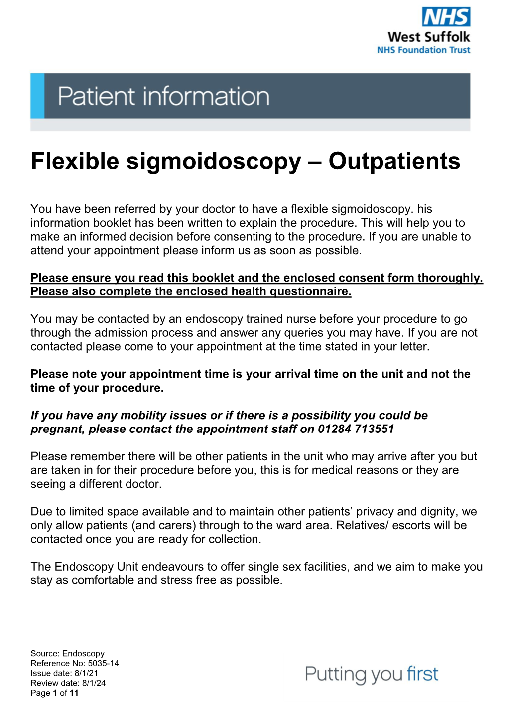 Flexible Sigmoidoscopy – Outpatients