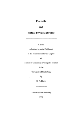 Firewalls and Virtual Private Networks Acknowledgements