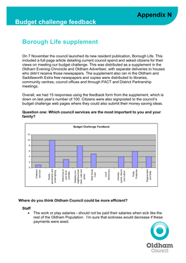 Borough Life Supplement Appendix N Budget Challenge Feedback