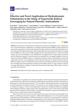 Effective and Novel Application of Hydrodynamic Voltammetry to the Study of Superoxide Radical Scavenging by Natural Phenolic Antioxidants