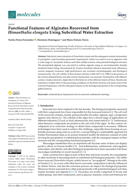 Functional Features of Alginates Recovered from Himanthalia Elongata Using Subcritical Water Extraction