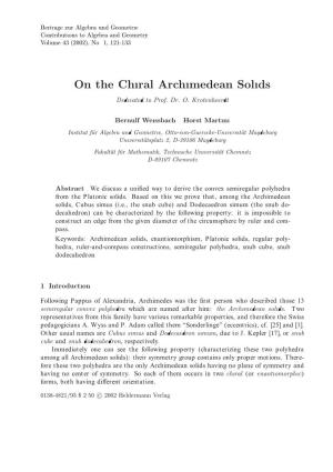 On the Chiral Archimedean Solids Dedicated to Prof