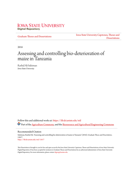 Assessing and Controlling Bio-Deterioration of Maize in Tanzania Rashid Ali Suleiman Iowa State University