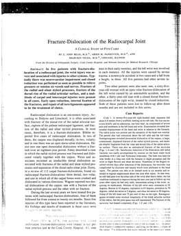 Fracture-Dislocation of the .Radiocarpal Joint