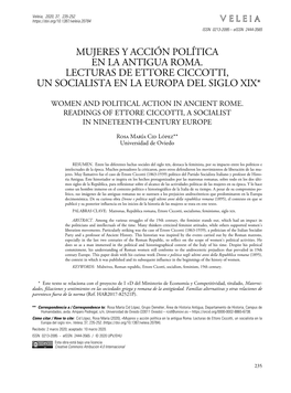 Mujeres Y Acción Política En La Antigua Roma