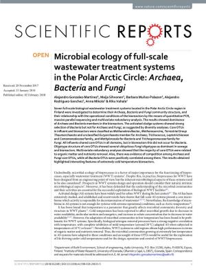 Microbial Ecology of Full-Scale Wastewater Treatment Systems in the Polar Arctic Circle: Archaea, Bacteria and Fungi