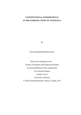 Constitutional Jurisprudence in the Supreme Court of Venezuela