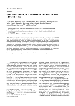 Spontaneous Pituitary Carcinoma of the Pars Intermedia in a B6C3F1 Mouse