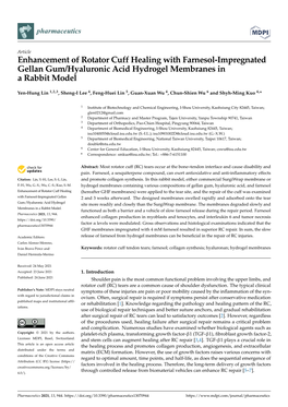 Enhancement of Rotator Cuff Healing with Farnesol-Impregnated Gellan Gum/Hyaluronic Acid Hydrogel Membranes in a Rabbit Model