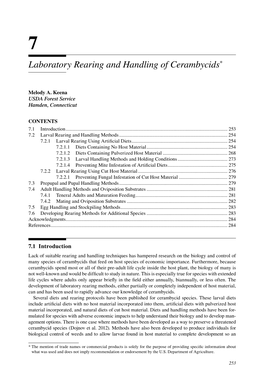 Laboratory Rearing and Handling of Cerambycids*