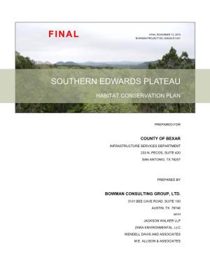 Final Southern Edwards Plateau Habitat Conservation Plan