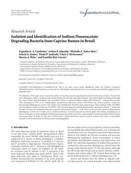 Isolation and Identification of Sodium Fluoroacetate Degrading Bacteria