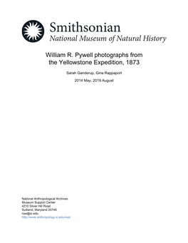 William R. Pywell Photographs from the Yellowstone Expedition, 1873