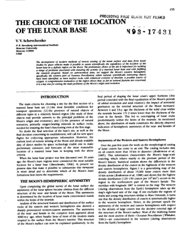 The Choice of the Location of the Lunar Base N93-17431