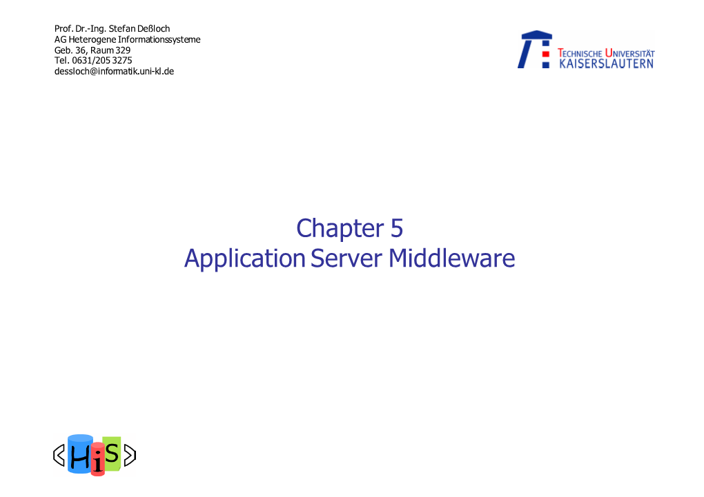 Chapter 5 Application Server Middleware Outline