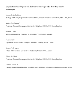 Organization of Plastid Genomes in the Freshwater Red Algal Order Batrachospermales (Rhodophyta)