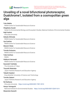 Unveiling of a Novel Bifunctional Photoreceptor, Dualchrome1, Isolated from a Cosmopolitan Green Alga