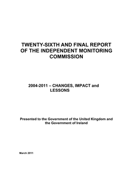 Twenty-Sixth and Final Report of the Independent Monitoring Commission