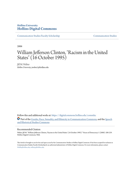 William Jefferson Clinton, "Racism in the United States" (16 October 1995) Jill M