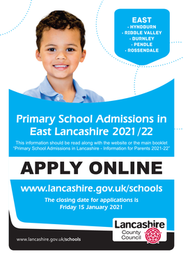 Primary School Admissions in East Lancashire 2021