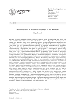 Inverse Systems in Indigenous Languages of the Americas