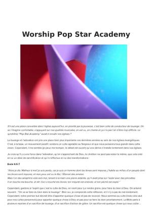 Worship Pop Star Academy