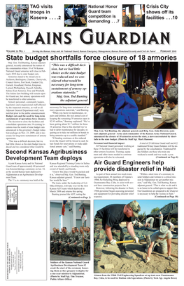 February 2010 State Budget Shortfalls Force Closure of 18 Armories Maj