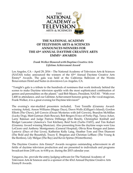 The 43Rd Annual Daytime Creative Arts Emmy Award Winners