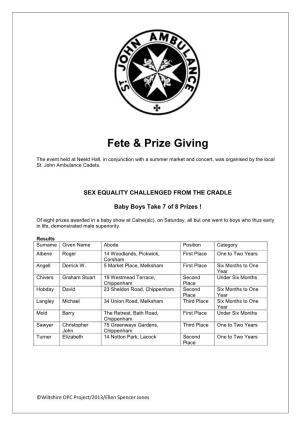 Fete & Prize Giving
