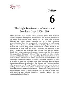 Gallery the High Renaissance in Venice and Northern Italy, 1500-1600