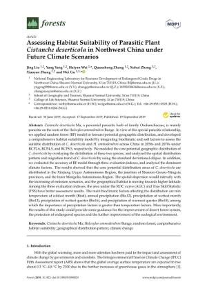 Assessing Habitat Suitability of Parasitic Plant Cistanche Deserticola in Northwest China Under Future Climate Scenarios