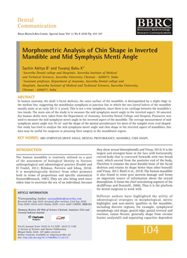 Morphometric Analysis of Chin Shape in Inverted Mandible and Mid Symphysis Menti Angle