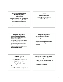 Abnormal Pap Smears: Management and Counseling