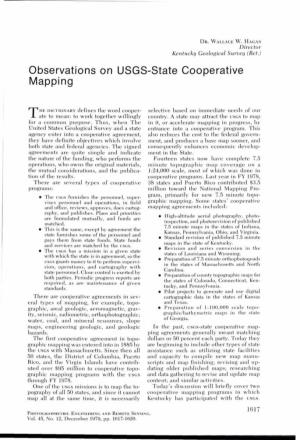 Observations on USGS-State Cooperative Mapping