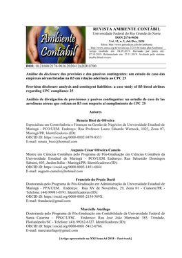 REVISTA AMBIENTE CONTÁBIL Universidade Federal Do Rio Grande Do Norte ISSN 2176-9036 Vol