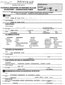 Nomination Form Location Owner of Property