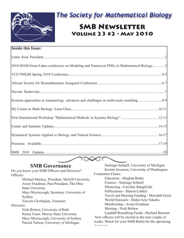 SMB Newsletter Volume 23 #2 - May 2010