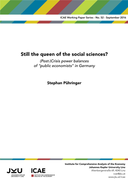 Still the Queen of the Social Sciences? (Post-)Crisis Power Balances of “Public Economists” in Germany