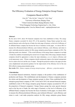 The Efficiency Evaluation of Energy Enterprise Group Finance