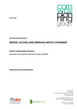 Design, Access and Heritage Impact Statement