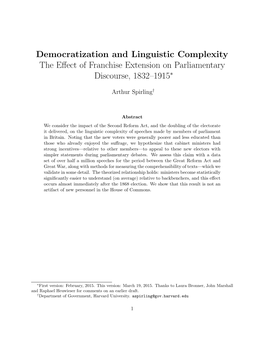 Democratization and Linguistic Complexity the Effect of Franchise