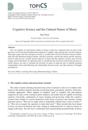 Cognitive Science and the Cultural Nature of Music
