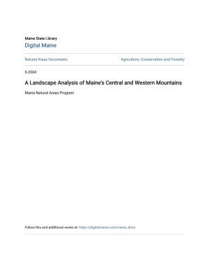 A Landscape Analysis of Maine's Central and Western Mountains