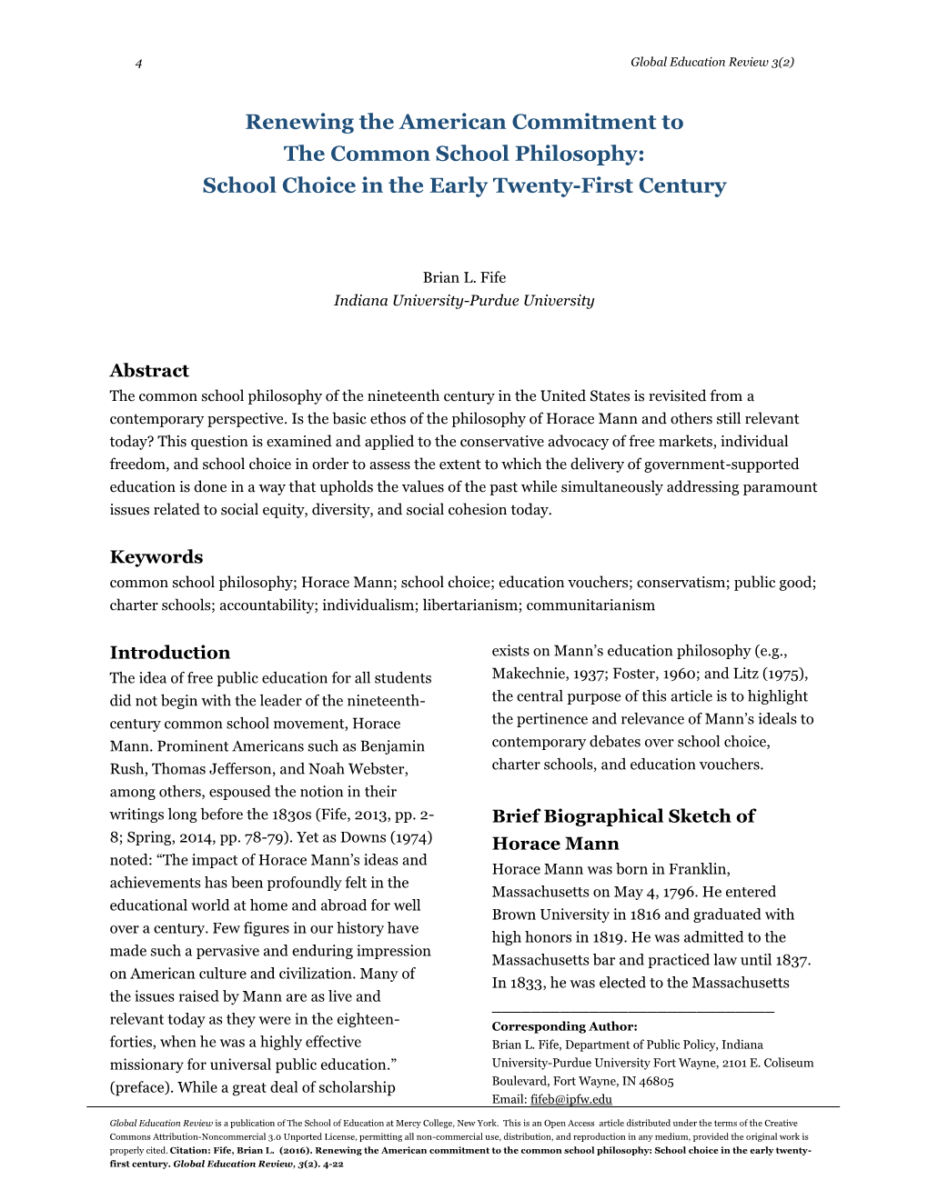 Renewing the American Commitment to the Common School Philosophy: School Choice in the Early Twenty-First Century