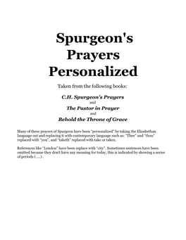 Spurgeon's Prayers Personalized 2 / 264